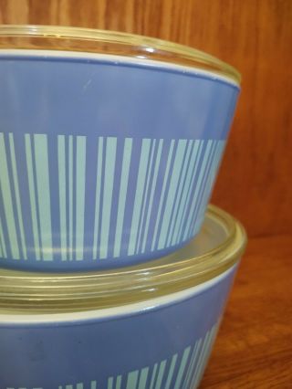 Vintage PYREX Blue Barcode Lines 475 - 2.  5 QT & 474 - 1.  5 QT Casserole Dishes 2