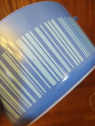Vintage PYREX Blue Barcode Lines 475 - 2.  5 QT & 474 - 1.  5 QT Casserole Dishes 6