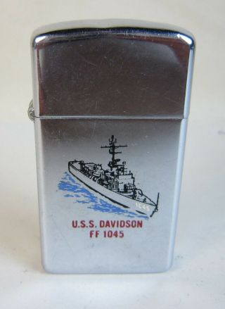 1979 Korean War Zippo Slim Lighter Uss Davidson (ff - 1045)