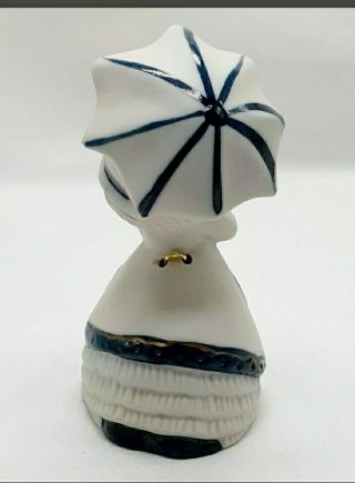 2 Vintage 1978 Umbrella & 1980s Dressy Girl JASCO Porcelain Bisque Bells Taiwan 3