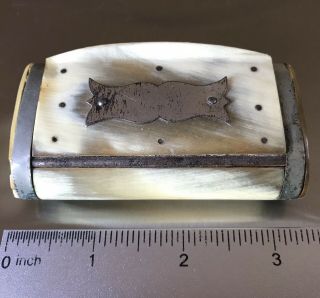 Antique Bone metal Hinged Snuff Box Pill Tobacco Case Unique Vintage 3