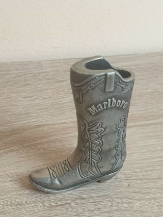 Vintage Marlboro Cigarette Lighter Case For Small Bic Cowboy Boot Metal