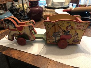 Vintage Fisher Price 1940 Band Wagon Pull Toy Very Rare