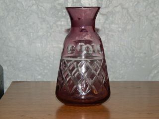 Amethyst Cut To Clear Glass Perfume Bottle No Lid Repurpose For Crocus Bulb Vase