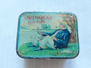 Vintage Orinoco Cut Fine Smoking Tobacco Tin Tuckett Tobacco Co.  Rare Blue Euc