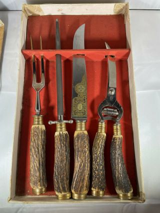 Vtg 4 Piece Anton Wingen Jr.  Othello Cutlery Knife Carving Set Solingen Germany