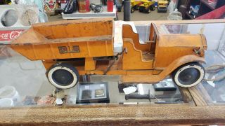 Vintage Pull Structo Pressed Steel Dump Truck,  Headlights,  Paint