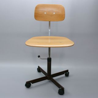 Vintage Kevi Mid Century Danish Modern Wood Office Desk Task Chair Wooden Seat 2