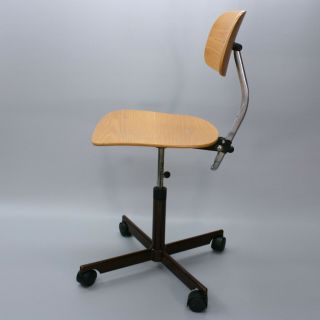 Vintage Kevi Mid Century Danish Modern Wood Office Desk Task Chair Wooden Seat 3