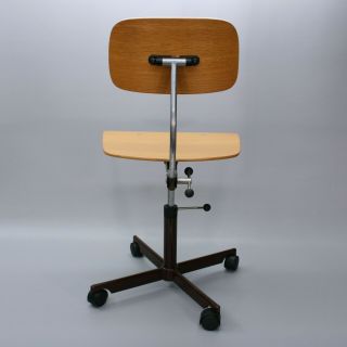 Vintage Kevi Mid Century Danish Modern Wood Office Desk Task Chair Wooden Seat 4