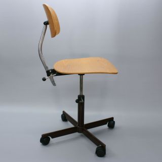 Vintage Kevi Mid Century Danish Modern Wood Office Desk Task Chair Wooden Seat 5