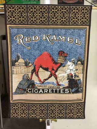 Red Kamel Camel Cigarettes Vintage Wall Hanging Tapestry Large Rare 25.  5” By 37”