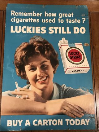 Vintage 1950’s Lucky Strike Advertising Cardboard Store Sign
