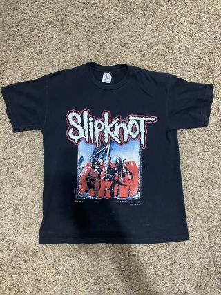 2000 Slipknot Vintage T - Shirt Self Titled Era Large Blue Grape Rare Band Tee
