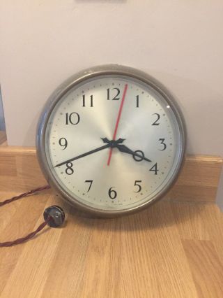 Vintage Synchronome Electric Metal Wall Clock Mid Century/industrial
