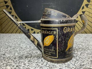 Unusual Vintage Granger Pipe Tobacco Advertising Tin Oil Can Pointer Dog Spout