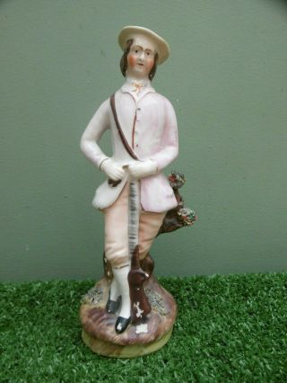 Antique 19thc Staffordshire Pottery Figure Of A Male Poacher C.  1870 