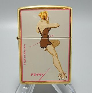 Vintage 1997 Zippo Lighter,  Petty Girl Pin - Up,  Enamel