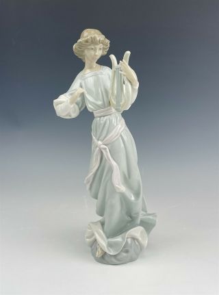 Retired Lladro Spain " Angel W/ Lyre " 1321 Signed Painted Porcelain Figurine Sib