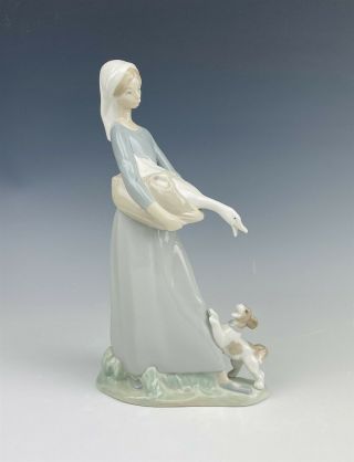 Retired Lladro Spain " Girl W/ Goose & Dog " 4866 Painted Porcelain Figurine Jwr