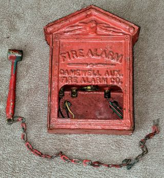 Vintage Gamewell Fire Alarm Cast Iron Wall Hanging Fire Alarm Box Pull Station