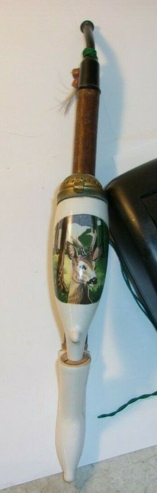 Antique Or Vintage Porcelain And Wood Tobacco Smoking Pipe With Deer Head