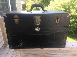 Vintage H.  Gerstner & Sons 7 Drawer Leatherette/oak Machinist Chest Tool Box