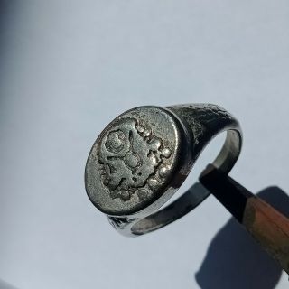 Ancient Roman Legionary Seal Ring Silver Ring With Star On Bezel