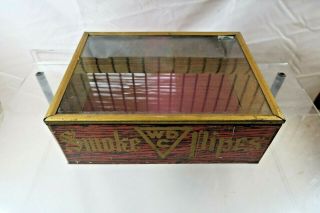 Antique Early 1920s Wdc Tobacco Pipe Store Counter Display Tin Box