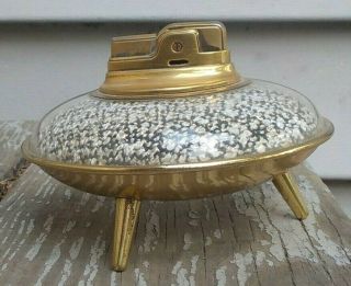 Vintage Ronson Decor Brass Glass Ufo Table Lighter Mid Century Modern Space Age