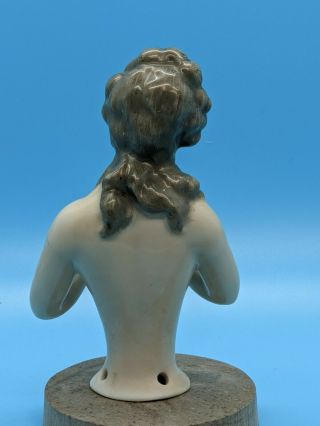 4.  5” Antique German Porcelain Half Doll Intricate Hair - Do Victorian Arms Away 4
