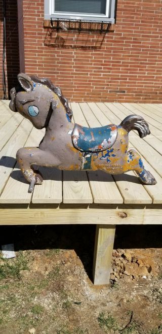 VINTAGE PONY HORSE PLAYGROUND SPRING RIDE ON TOY CAST ALUMINUM - MEXICO FORGE 2