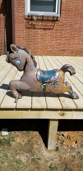 VINTAGE PONY HORSE PLAYGROUND SPRING RIDE ON TOY CAST ALUMINUM - MEXICO FORGE 3