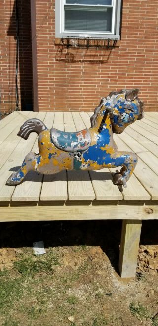 VINTAGE PONY HORSE PLAYGROUND SPRING RIDE ON TOY CAST ALUMINUM - MEXICO FORGE 6