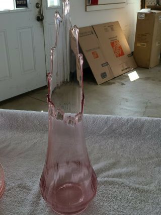 Vintage Pink Swung Glass Vase 17 3/4 " X 6 " Laurel