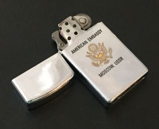Vtg Zippo Lighter American Embassy Moscow USSR Russia 2