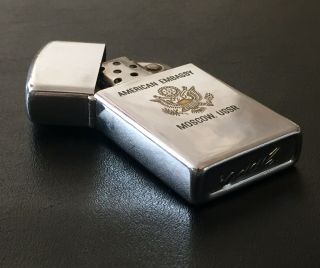 Vtg Zippo Lighter American Embassy Moscow USSR Russia 3