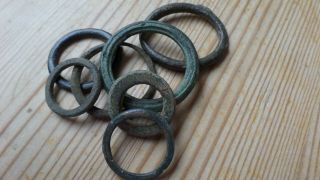 Seven Ancient Celtic Bronze Pre Coin Ring Proto Money 5th - 3rd - Metal Detecting