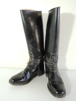 Vintage California Police Black Leather Motorcycle 18 - Inch Riding Boots 10.  5 D