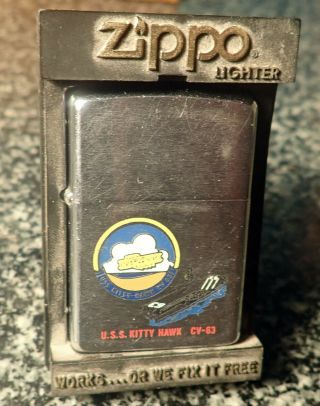 1981 Zippo Lighter Uss Kitty Hawk (cv - 63)