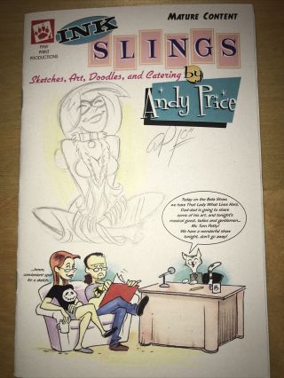 Rare Ink Slings Sketchbook By Andy Price Signed With Hand - Drawn Sketch On Cover