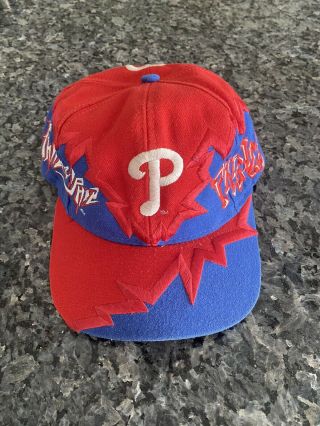 Vintage Philadelphia Phillies 90s Drew Pearson Jagged Edge Snapback Hat Cap