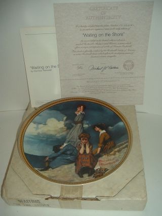Edwin Knowles Norman Rockwell Waiting On Shore Rediscovered Women Plate Box