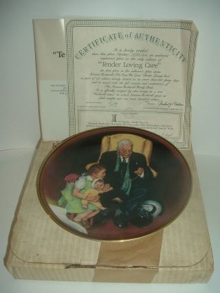 Edwin Knowles Norman Rockwell Tender Loving Care Ones We Love Plate Box