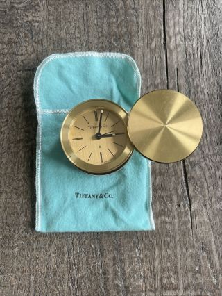 Tiffany & Co Brass Swiss Made Travel Alarm Swivel Clock T&co Luxury Designer