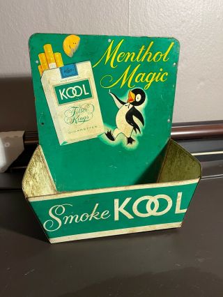 Vintage Kool Menthol Magic Smoke Cigarette Advertisement Tin Metal Match Holder