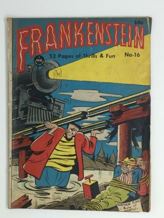 Frankenstein 16 2.  0ish Pre Code Horror Dick Briefer Story Art Prize