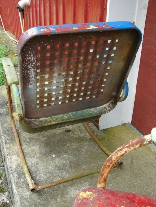Vintage Metal Spring Chair & Rocker w/ Open Lattice Work Porch Lawn Patio 5
