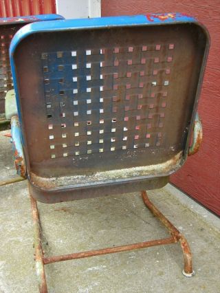 Vintage Metal Spring Chair & Rocker w/ Open Lattice Work Porch Lawn Patio 6