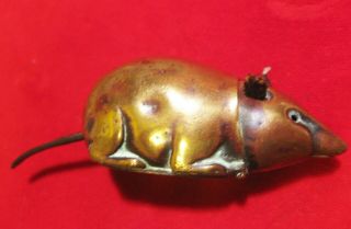 Victorian Brass Mouse With Leather Ears/tail Match Holder Vesta With Striker